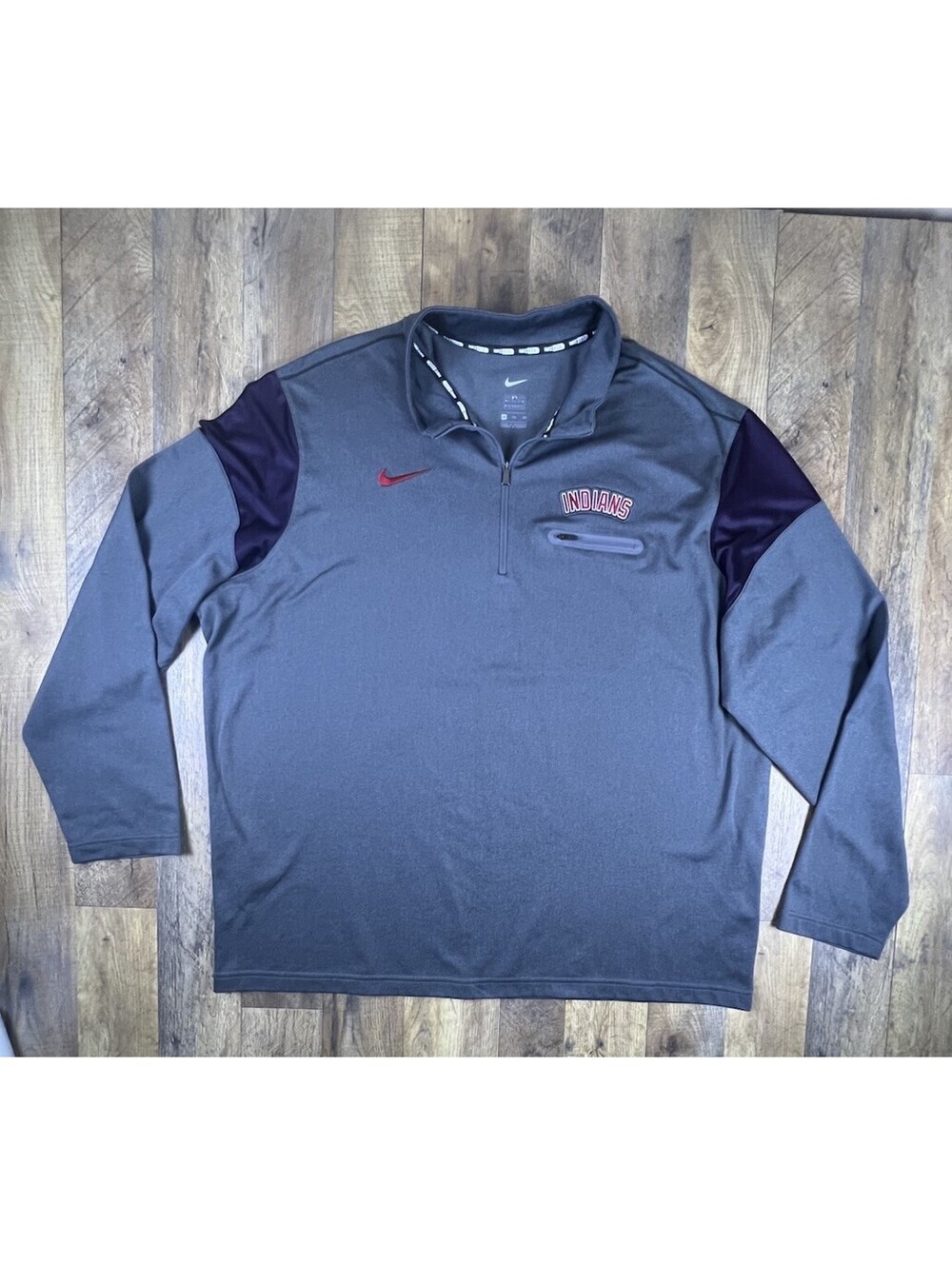 Nike BSBL Dri-Fit Cleveland Indians Guardians MLB Quarter ZIp 3XL Gray Baseball